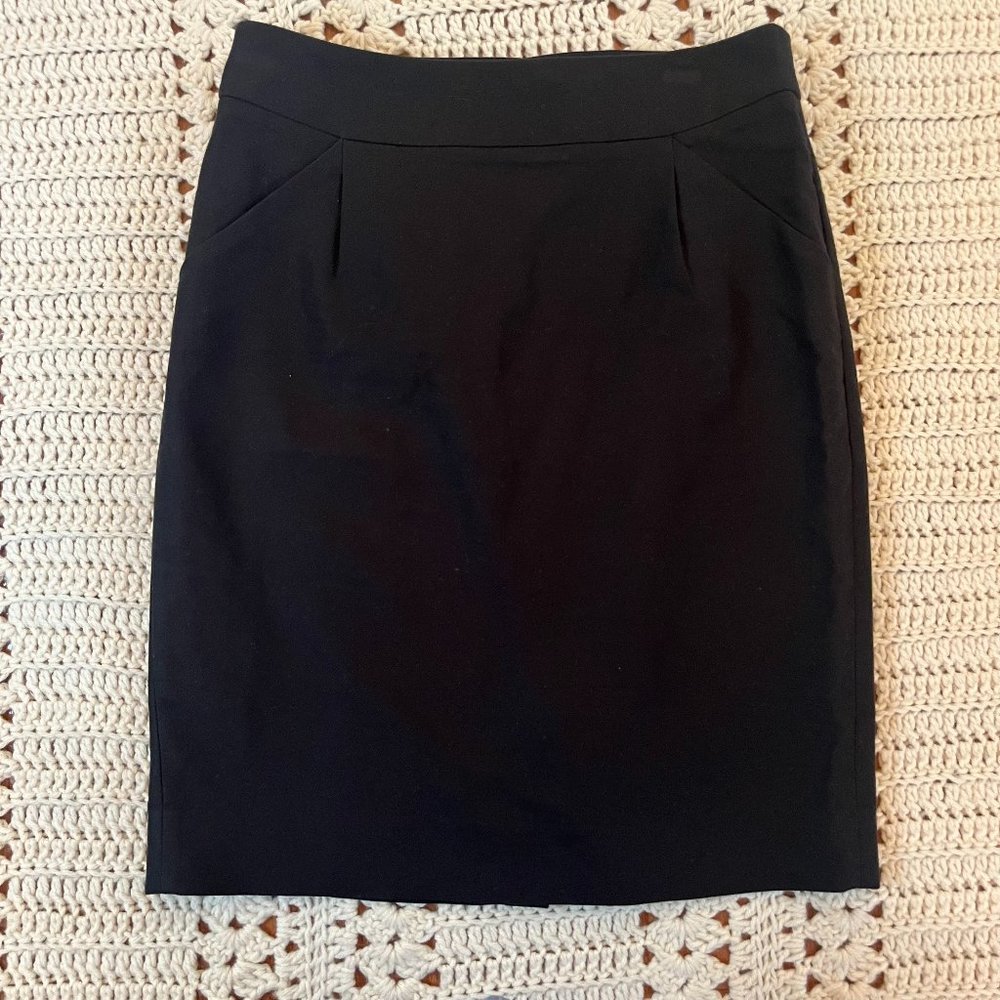 J. Crew Factory The Pencil Skirt Black Mini Skirt 100% Cotton Size 4
